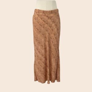 Resa Tan / Light Orange Snakeskin Print Midi Skirt Size Large